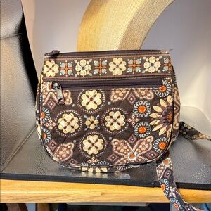 Vera Bradley Brown and Orange Floral Crossbody Bag